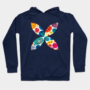 Retro geometric four petal flower in semicircles, 70s vibes Hoodie